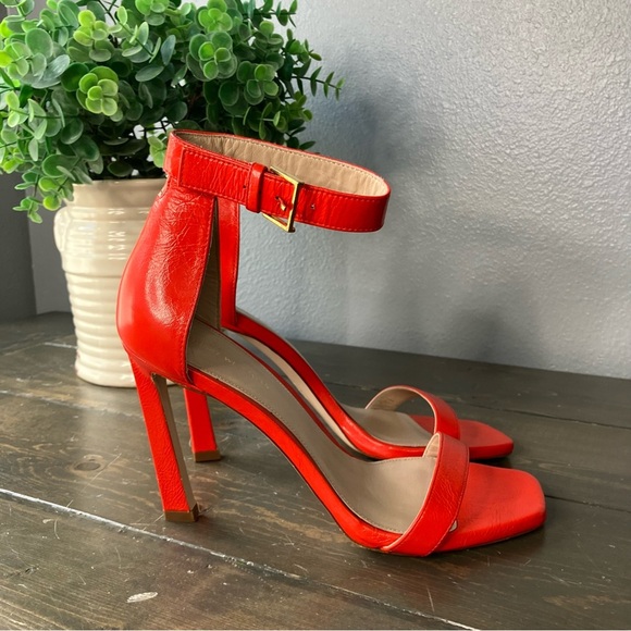 stuart weitzman Heels 9 Poppy Red-Orange Summer Nudist Strappy Women’s - Picture 3 of 12
